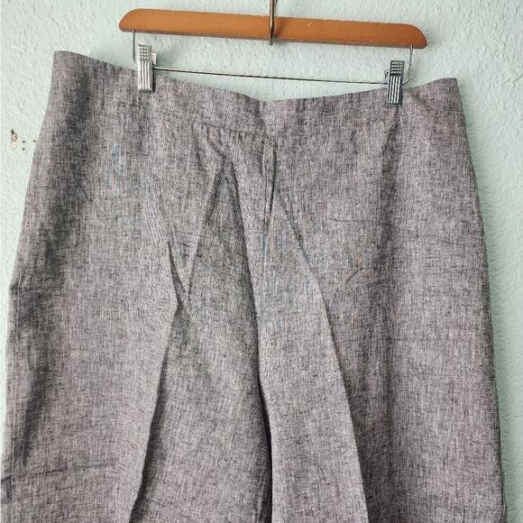 Cynthia Rowley Gray Linen Blend Crop Wide Leg Pants - Picture 4 of 12